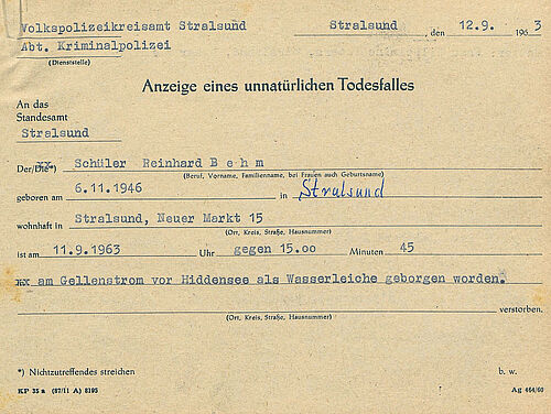 Todesanzeige eines Schülers