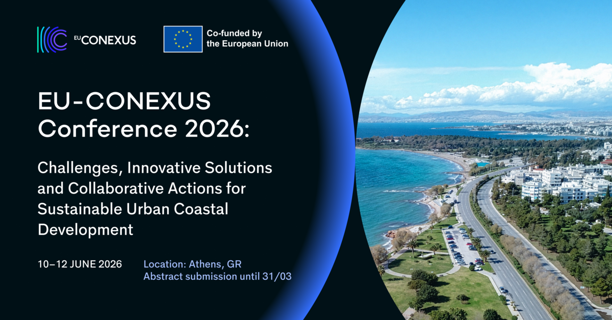Ankündigung der EU CONEXUS Conference im Juni 2026 in Athen mit Hinweis auf die Abstract-Einreichung und die Einreichungsfrist.
