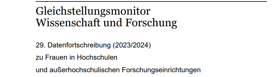 Gleichstellungsmonitor Wissenschaft und Forschung
