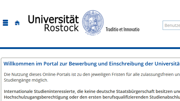 Bewerbungs- und Einschreibeportal
