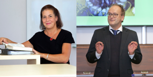 Professorin Stephanie Wodianka und Professor Arnold freuen sich auf die neuen Italienisch-Studierenden (Foto: Julia Tetzke/Universität Rostock).