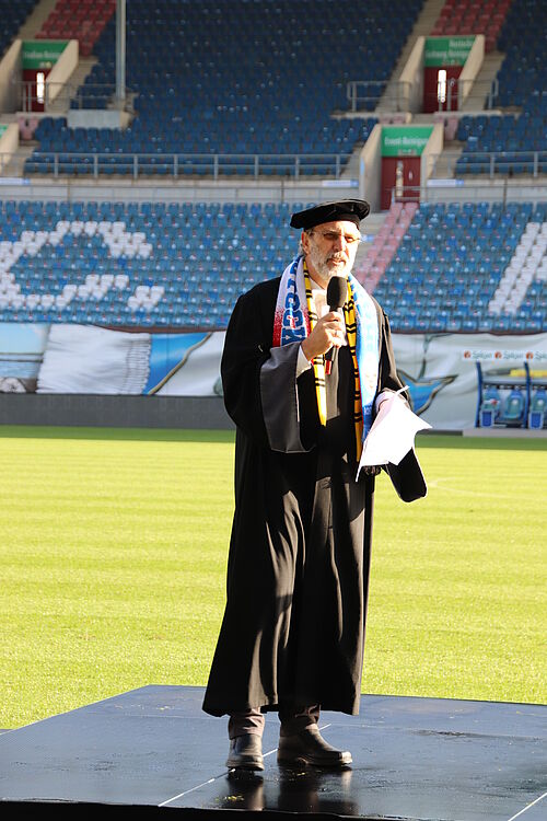 Dekan, Professor Dr. Martin Benkenstein, während der Eröffnung (Universität Rostock / WSF)