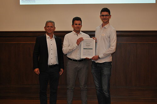 „Gewinner Studierende“: v.l. Christian Wegner (ETL), Hennes Röseler (Foto: Universität Rostock/Dennis Knuth).